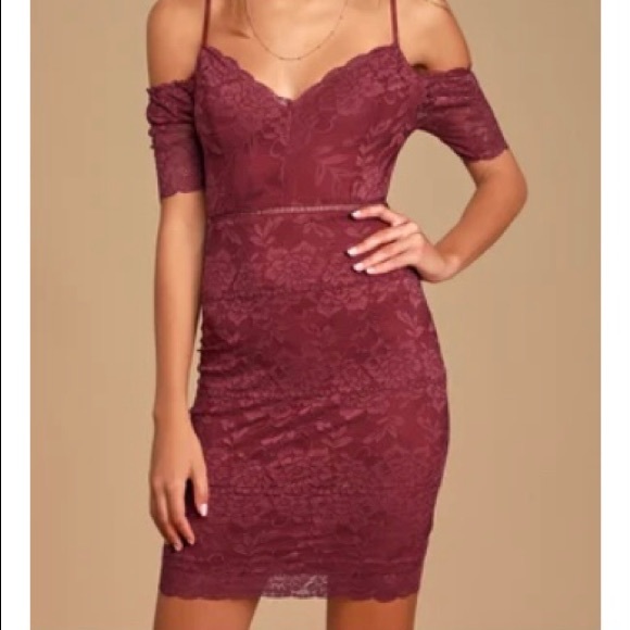 Lulus Wine Lace Dress - Picture 1 of 3